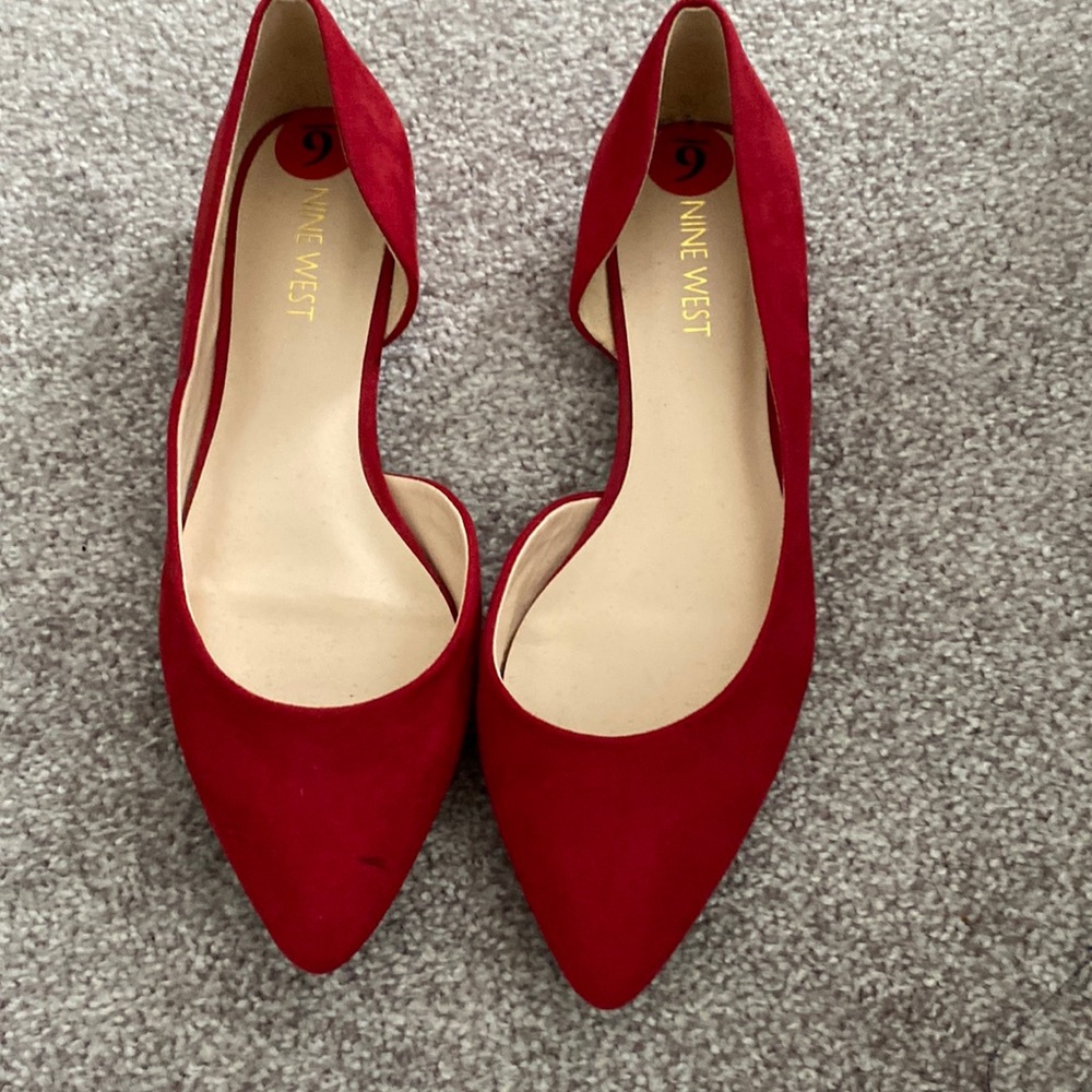 Red suede pointy to shoes Brand New
